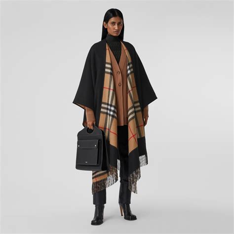 burberry reversible cape|Check Wool Cashmere Reversible Cape .